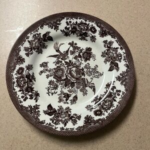 Vintage Royal Stafford Asiatic Pheasant Floral brown transferware plate